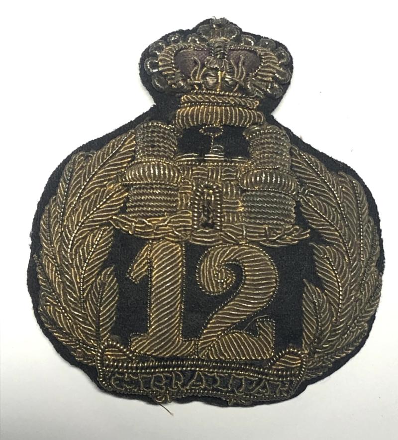 12th (East Suffolk) Regiment of Foot pre 1881 Victorian Officer's bullion forage cap badge.