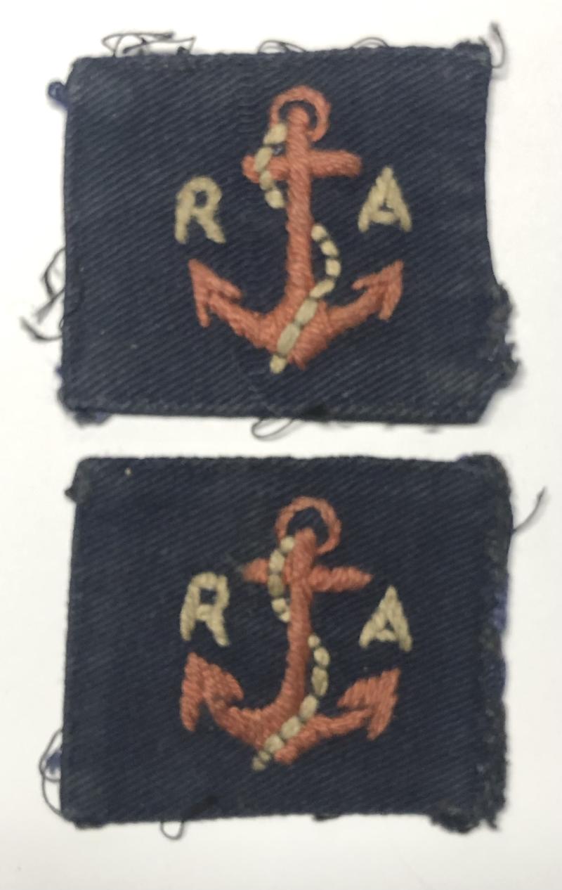 WW2 Maritime Ant-Aircraft Artillery pair of 2nd pattern cloth formation signs