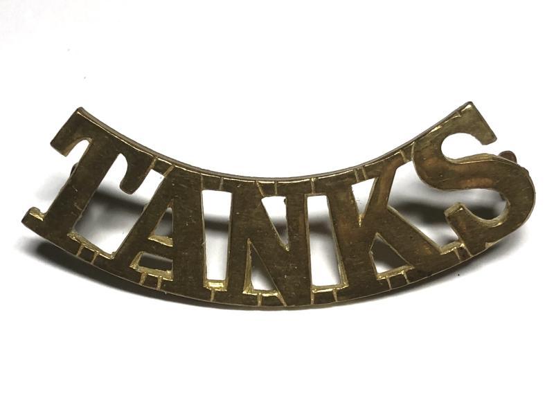 TANKS WWI Tank Corps brass shoulder title