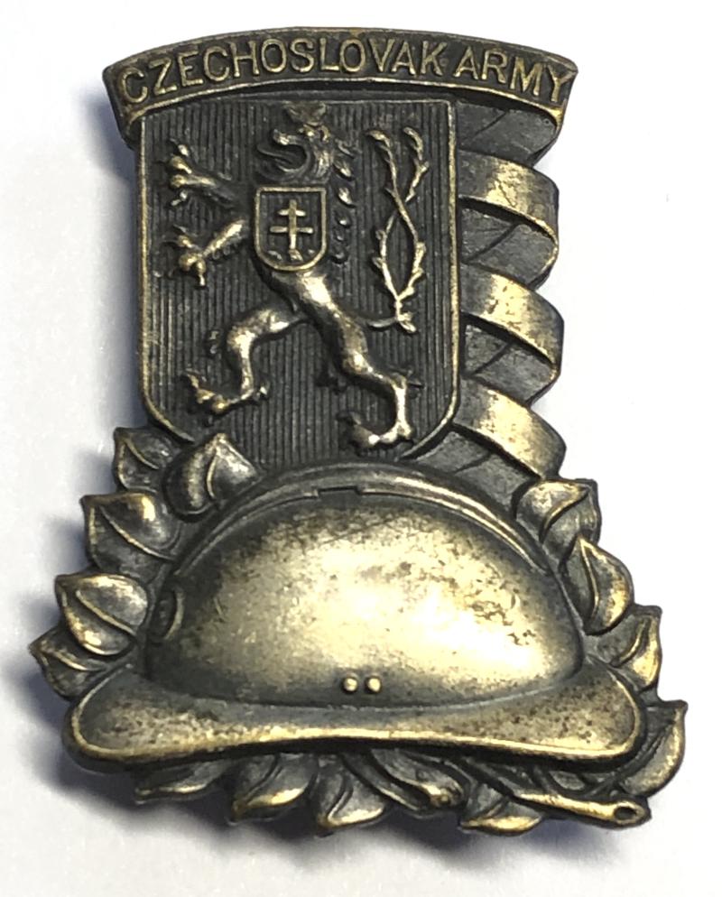 WW2 Free Czechoslovak Army badge by English maker H.W.Miller c. 1940..