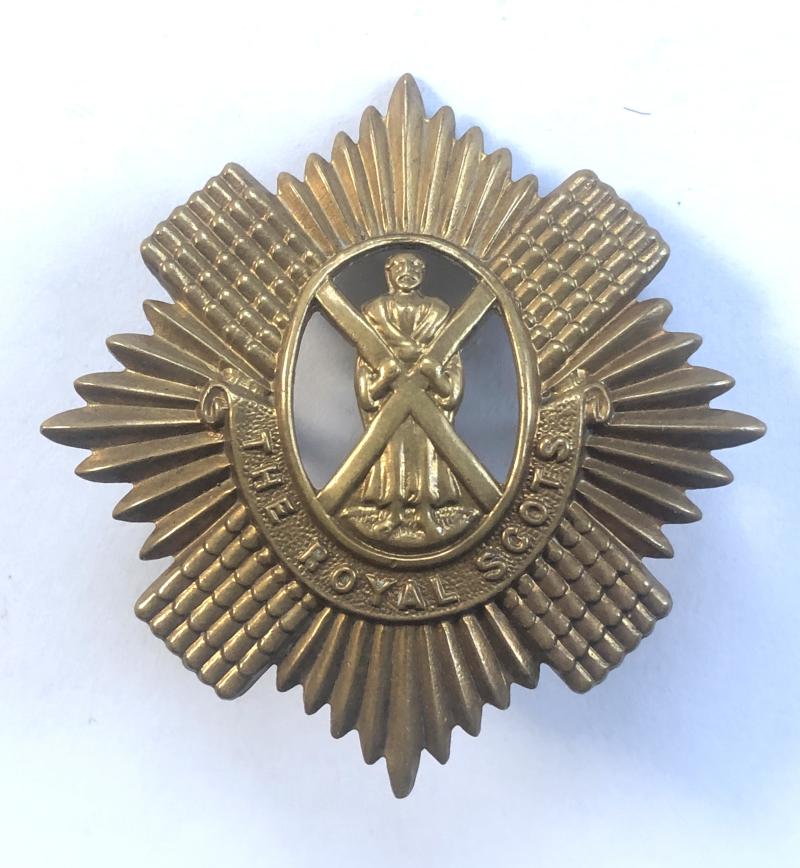 Royal Scots WW1 all brass economy glengarry badge c. 1916-18.