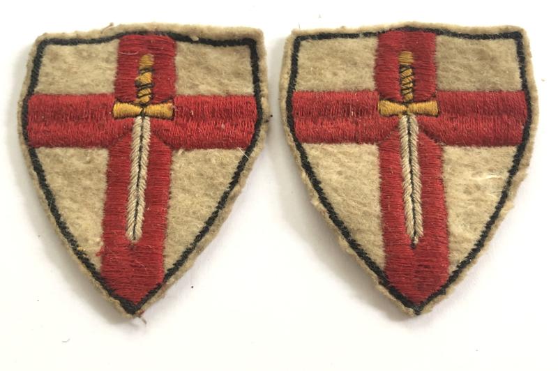 1st Army WW2 pair of embroidered formation signs.