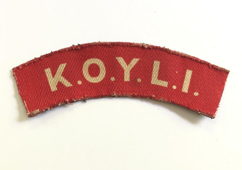 K.O.Y.L.I. WW2 Kings Own Yorkshire Light Infantry printed infantry shoulder title.