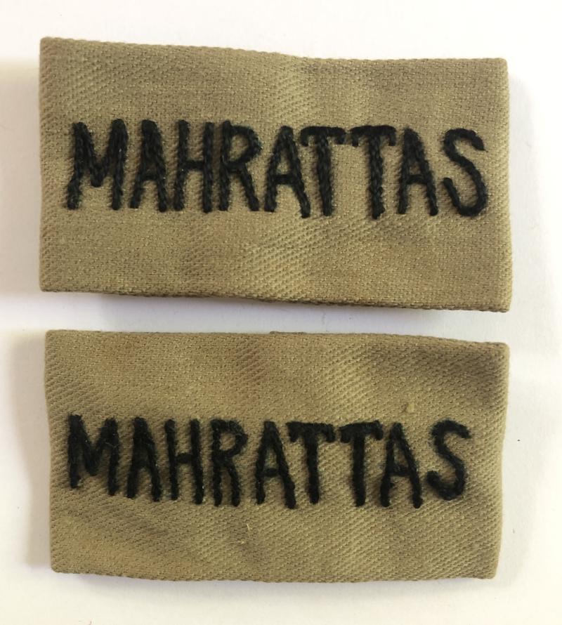 MAHRATTAS pair of Indian Army WW2 slip-on shoulder titles.