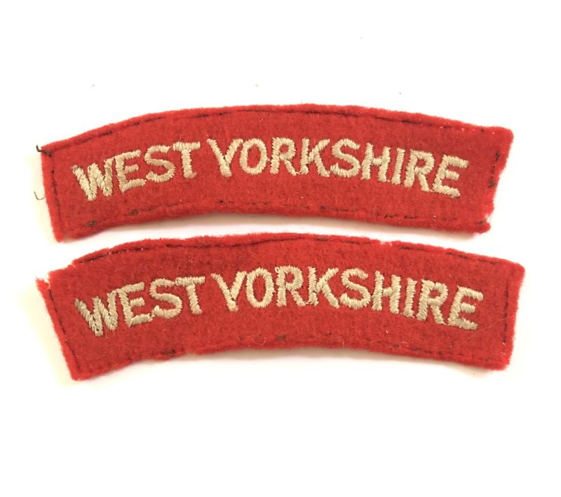 WEST YORKSHIRE pair of embroidered shoulder tites,