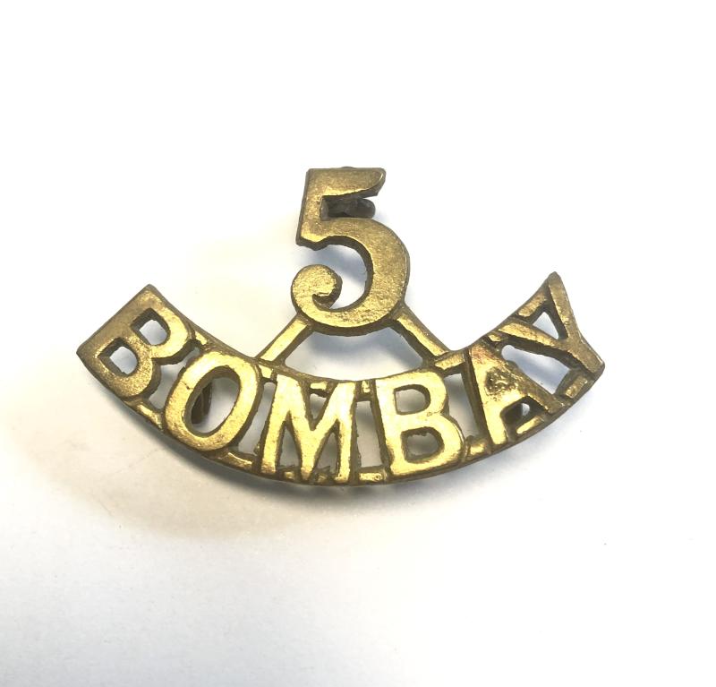 5 / BOMBAY  pre 1903 Indian Army brass shoulder title.
