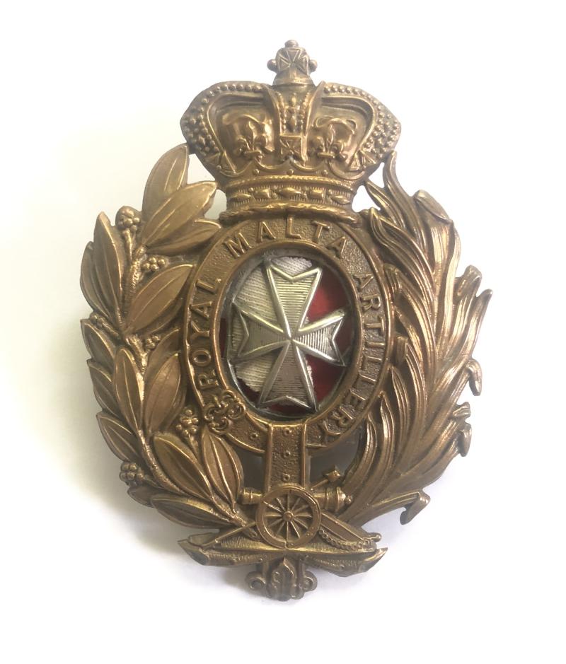 Royal Malta Artillery Victorian helmet plate.