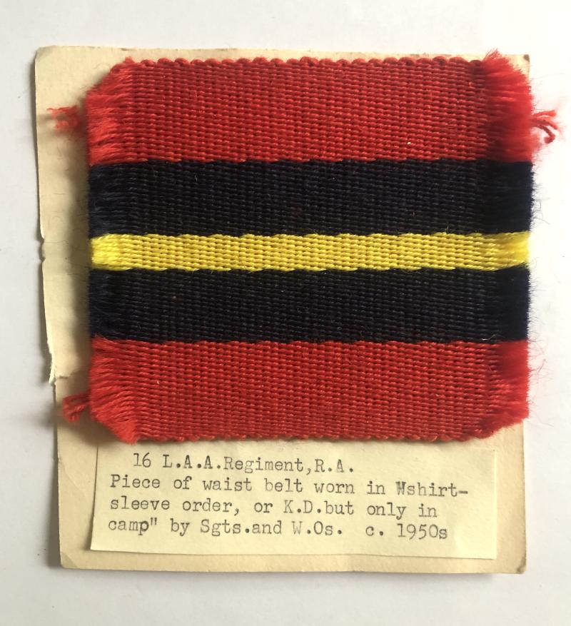 16 L.A.A. Regiment Royal Artillery section of stable belt.